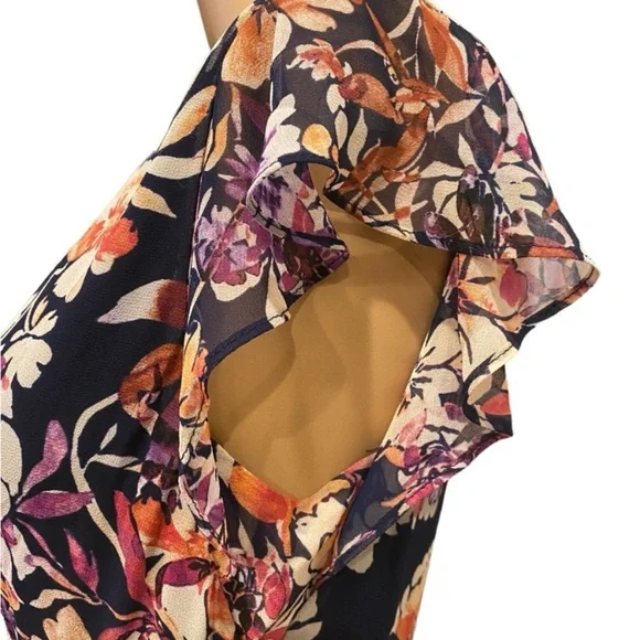 Collective Concepts S NWOT soft light airy floral Flutter Sleeve Sundress, lined - Picture 7 of 11